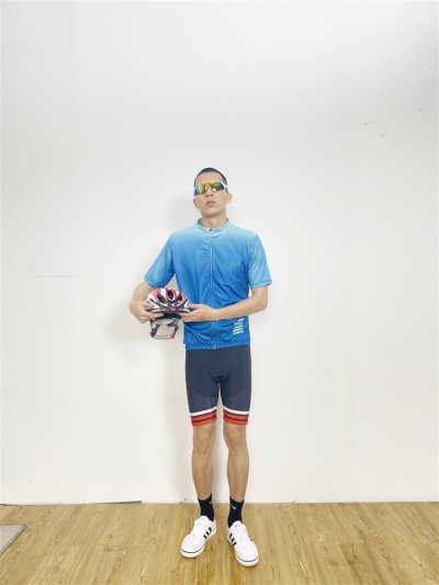 設計新款漸變色短袖單車衫    訂做春夏男款戶外山地自行車服  排汗透氣   競技  訓練  BD-CN-22194 細節-1